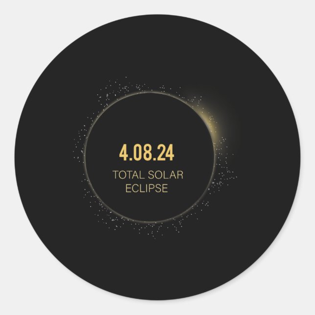 Pegatina Redonda Totalidad 04 08 24 Eclipse solar total 2024 5 (Anverso)