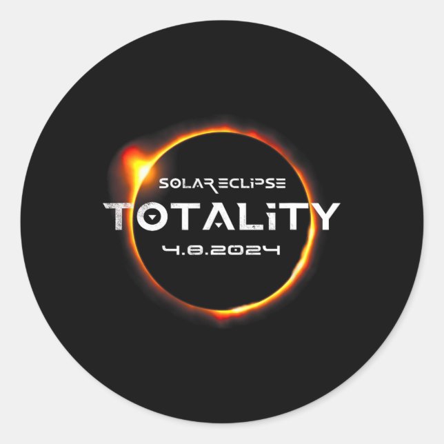 Pegatina Redonda Totalidad 4.08.2024 Eclipse solar total 2024 (Anverso)