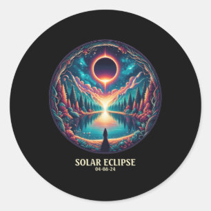 Pegatina Redonda Totalidad Americana Abril 8 2024 Místico Total Sol