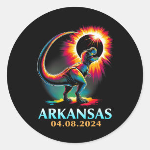 Pegatina Redonda Totalidad De Arkansas Eclipse Solar Total 2024 T R