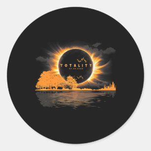 Pegatina Redonda Totalidad de guitarra 04 08 24 Eclipse solar total