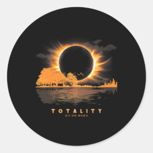 Pegatina Redonda Totalidad de guitarra 04 08 24 Eclipse solar total