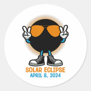 Pegatina Redonda Totalidad de paz Eclipse solar 8 de abril de 2024