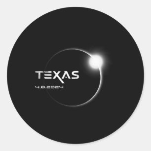 Pegatina Redonda Totalidad de Texas 4.08.2024 Eclipse solar total 2