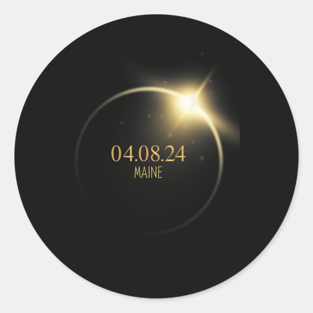 Pegatina Redonda Totalidad Eclipse solar 2024 4.08.24 Accesorios (Anverso)