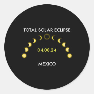 Pegatina Redonda Totalidad Eclipse solar Eclipse Fases México Abril
