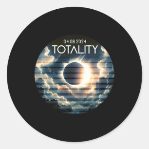 Pegatina Redonda Totalidad - Eclipse solar total 2024