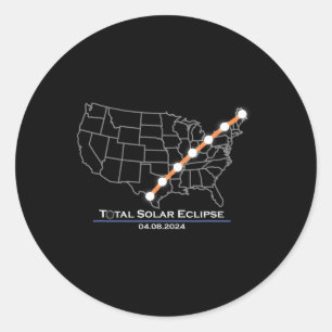 Pegatina Redonda Totalidad Eclipse solar total Abril 8 2024