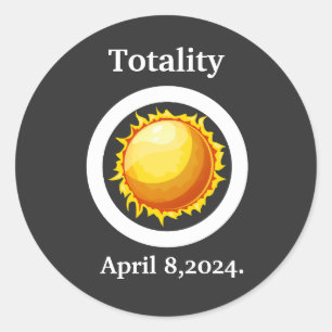 Pegatina Redonda Totalidad Gran Eclipse Solar Estadounidense 2024 R