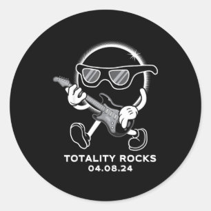Pegatina Redonda Totalidad rocas eclipse solar total