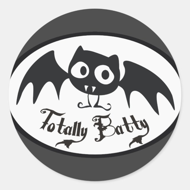 Pegatina Redonda Totalmente Batty (Anverso)
