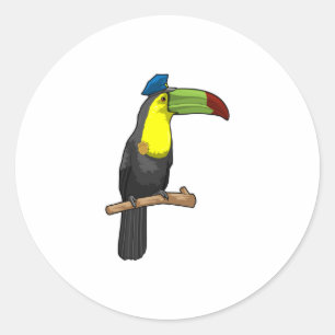 Pegatina Redonda Toucan como policía