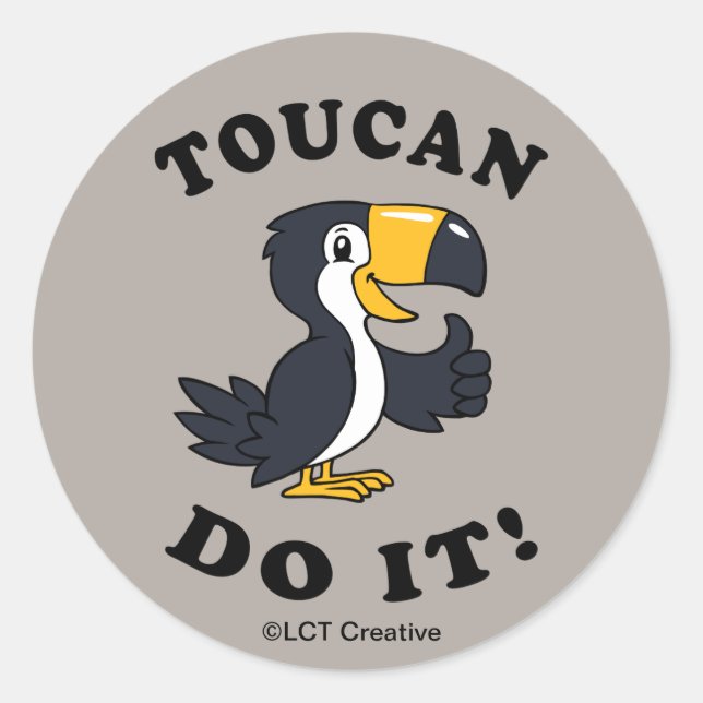 Pegatina Redonda Toucan Do It (Anverso)