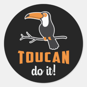 Pegatina Redonda Toucan Do It Bird Watcher Waters Retro Toucans
