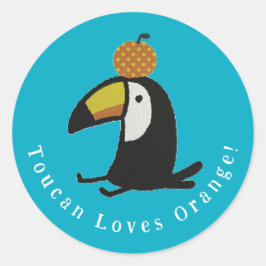 Pegatina Redonda Toucan Loves Orange
