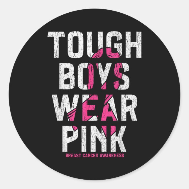 Pegatina Redonda Tough Boys Wear Nk Breast Cancer Awareness Shirts  (Anverso)
