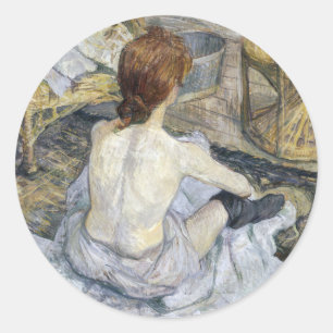 Pegatina Redonda Toulouse-Lautrec - Rousse / El Tocador