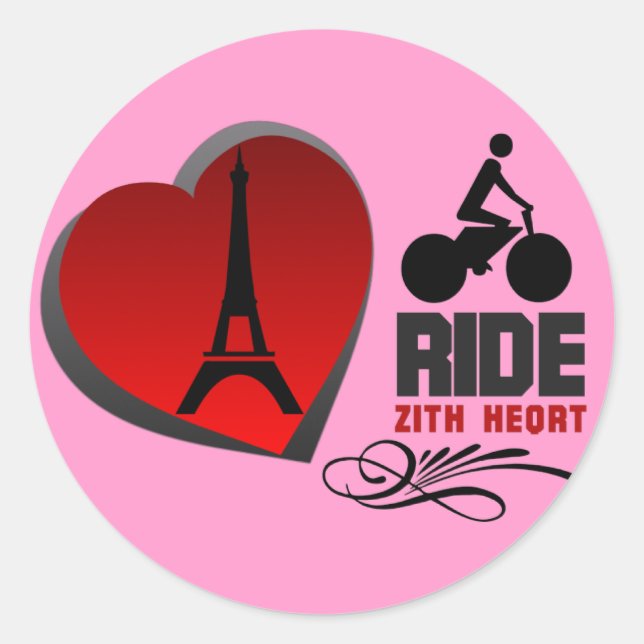Pegatina Redonda Tour De France Paris Heart (Anverso)