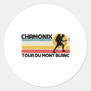 Pegatina Redonda Tour Du Mont Blanc zona de esquí de Chamonix Resor