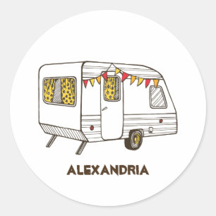 Pegatina Redonda Tow Detrás de Caravana Camper Pegatinas Personaliz