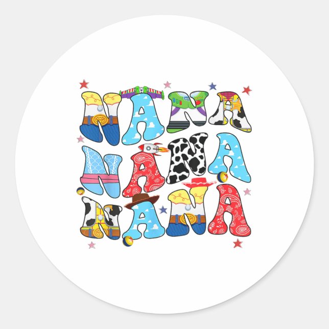 Pegatina Redonda Toy Gracioso Nana Story Abuela Día de la Madre (Anverso)