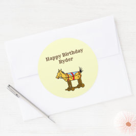 Pegatina Redonda Toy Horse Vintage Art Editable Western