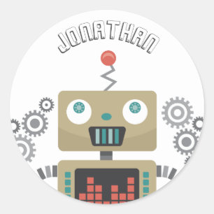 Pegatina Redonda Toy Robots