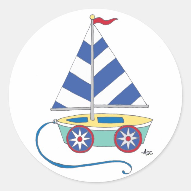 Pegatina Redonda Toy Sailboat Sticker (Anverso)
