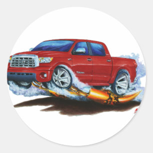 Pegatina Redonda Toyota Tundra Crewmax Camión Rojo
