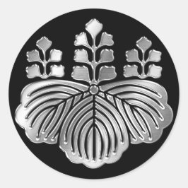Pegatina Redonda Toyotomi Clan Kamon Silver Chrome