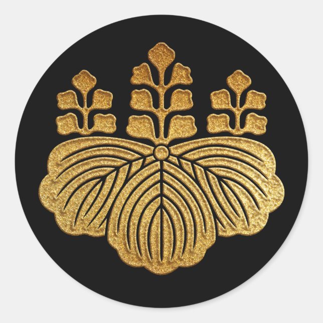 Pegatina Redonda Toyotomi Kamon Goshichi Kiri en oro (Anverso)