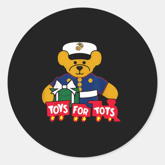 Pegatina Redonda Toys For Tots Logo Christmas  (Anverso)