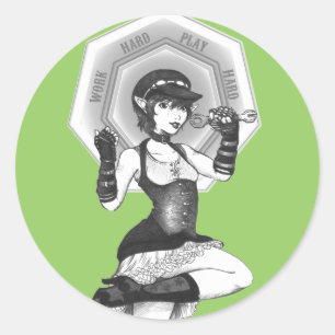 Pegatina Redonda Trabaja Duro - Diviértete Duro Stickers