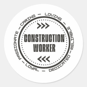 Pegatina Redonda Trabajador de construcción