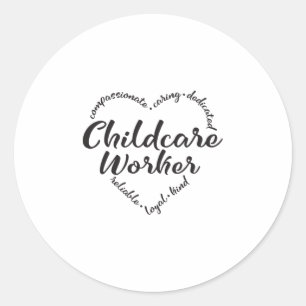 Pegatina Redonda Trabajador de cuidado de niños, proveedor de cuida