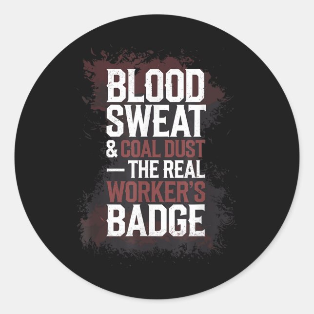 Pegatina Redonda Trabajador de Gorra duro en minería subterránea de (Anverso)