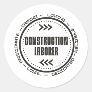 Pegatina Redonda Trabajador de la construcción