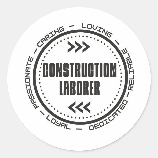 Pegatina Redonda Trabajador de la construcción (Anverso)