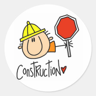 Pegatina Redonda Trabajador de la Construcción