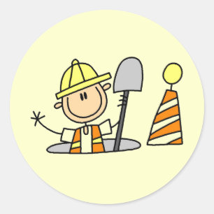 Pegatina Redonda Trabajador de la Construcción en Alcantarilla