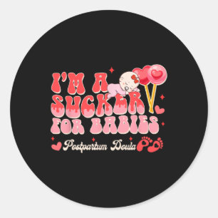 Pegatina Redonda Trabajador de parto del día de San Valentín Soy un