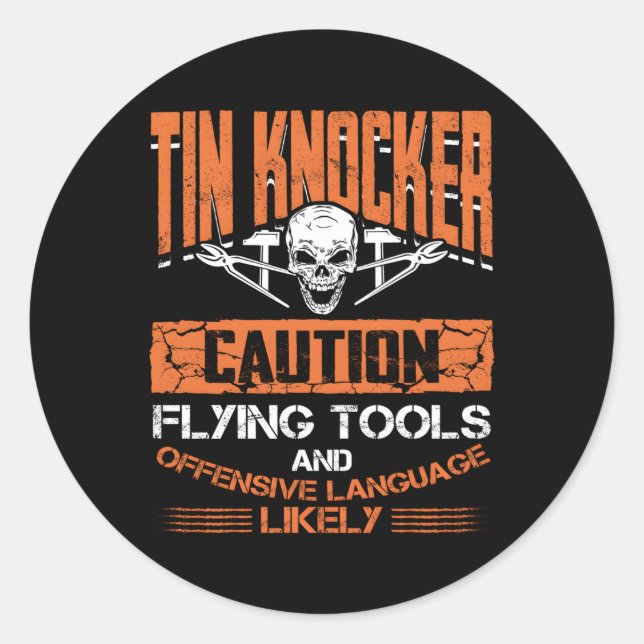 Pegatina Redonda Trabajador Metalizado de hoja para Tin Knocker (Anverso)