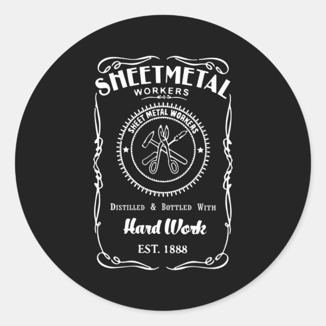 Pegatina Redonda Trabajador metalizado para el trabajador Metalizad (Anverso)