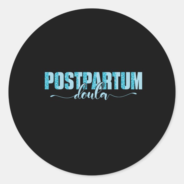 Pegatina Redonda Trabajadora del parto medio Postpum Doula (Anverso)