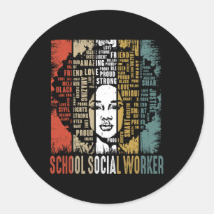 Pegatina Redonda Trabajadora social escolar Mujeres africanas viole