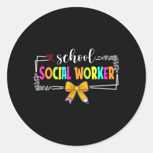 Pegatina Redonda Trabajadora Social Escolar Mujeres Divertido Últim