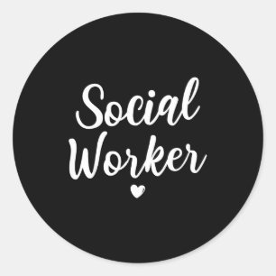 Pegatina Redonda trabajadora social mujeres hombres niños mes de tr