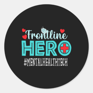 Pegatina Redonda Trabajadoras de Héroes de Mental Health Tech