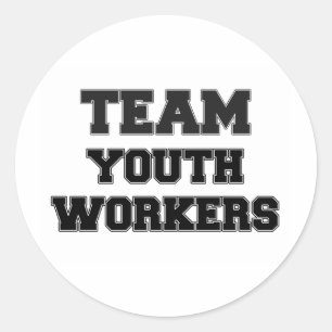 Pegatina Redonda Trabajadores juveniles de equipo