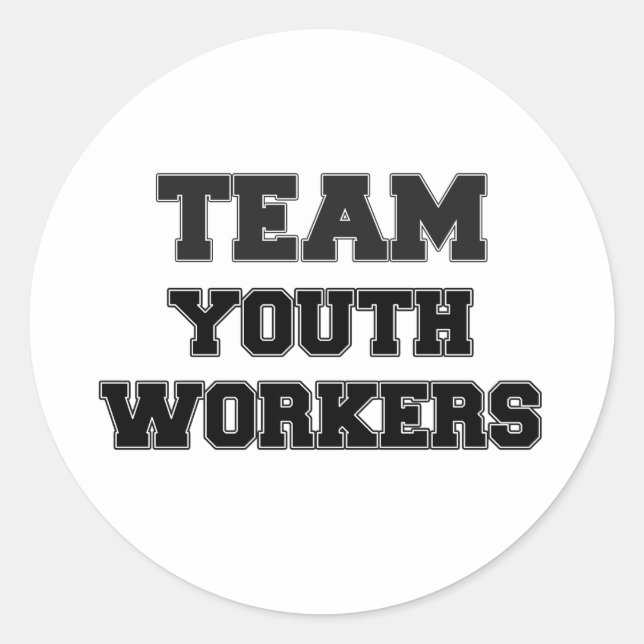 Pegatina Redonda Trabajadores juveniles de equipo (Anverso)